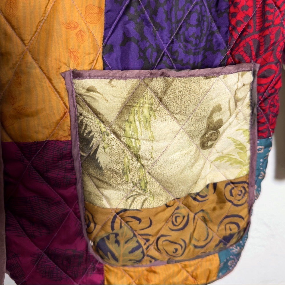 Kantha Style Silk Reversible Patchwork Blazer - image 7